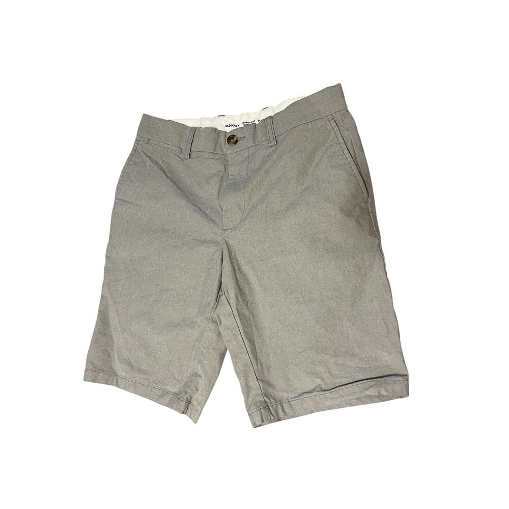 OLD NAVY Men Size 39 Ultimate Slim Flex Khaki Shorts Flat Front Light Grey Chino